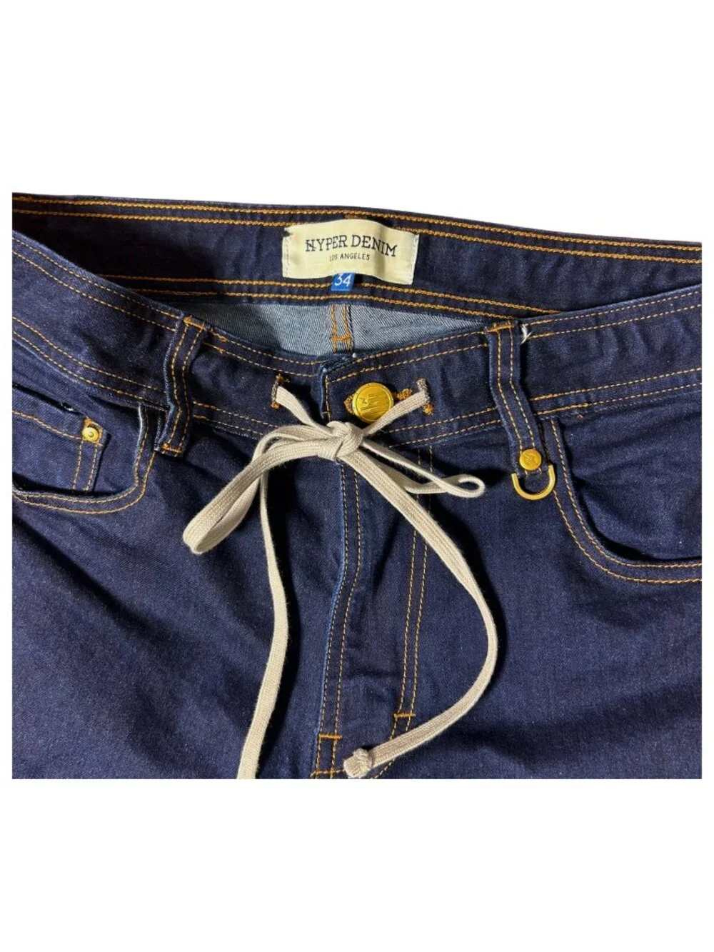 Hyper Denim Raw Indigo Stack Zipper Jeans Men's 34